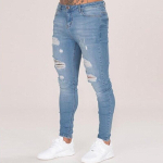 Uued Meeste P&uuml;ksid Hole Must Slim Fashion Kantud Teksad Meeste P&uuml;ksid S gray
