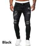 Mood Teksad Mehed Skinny Denim Pant Meeste Rebenenud p&uuml;ksid T&auml;navar&otilde;ivad Meeste Denim Teksad Pliiatsp&uuml;ksid M must