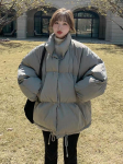 Talvine uus puuvillane mantel Korea stiilis lahtine salendav polsterdatud puuvillane mantel vabaaja soe krae puuvillane mantel S roosa