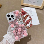 Luksuslik teemantlillega k&auml;ev&otilde;ru telefoni&uuml;mbris iPhone 15 14 13 12 11 Pro Max X XS XR XS Max p&otilde;rutuskindel kate iPhone X roosa