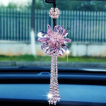 Autode rippuvad kaunistused Auto Kaunis kristallist rippuv ripats Tahavaatepeegel Autodekoratsioon Autode kujundamise tarvikud tassel pink