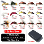 24-137 tk. M&auml;rgkuivad putukad k&auml;rbsed K&auml;rbsep&uuml;&uuml;k Landid S&ouml;&ouml;t K&otilde;rge s&uuml;sinikusisaldusega terasest konksuga kalatarbed Perfect Box Tarvetega karpkalaforellile 38Pcs/Box(15 Mixed Styles)