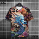 Meeste T-s&auml;rk 3D Dragon Printing Pullover &Uuml;markaelus Moodsad l&uuml;hikeste varrukatega T-s&auml;rgid Meeste Suurem&otilde;&otilde;tmelised vabaaja dressipluusid 2XL