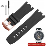 Silikoonist kellarihm AP Aibi 15703 Royal Oak Offshore Series kummist veekindel higikindel pehme mugav kellarihm 28mm Black-rose 28mm