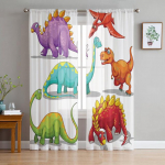 Dinosauruse multifilm v&auml;rviliste akende t&uuml;llkardinad elutuppa Magamistoa hotelli luksuskaunistus L&auml;bipaistvad kardinad 135W x 114H(cm)