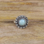 Naturaalne Larimari k&auml;sit&ouml;&ouml;na valmistatud disainis&otilde;rmus, Statement s&otilde;rmus, Boho s&otilde;rmus, kingitus talle, virnas&otilde;rmus, 925 sterlingi h&otilde;be 6