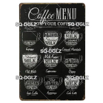 [SQ-DGLZ]KOHVI men&uuml;&uuml; Metallist silt Vintage tahvelplaadi sisekujundus pubibaari seinakaunistuseks Break Coffee ja plekksildid Retro kohviku plakat 20x30cm