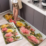 1 tk V&auml;simusvastased k&ouml;&ouml;givaibad, lillelised, lillelised, veekindlad, libisemiskindlad, paksud polsterdatud k&ouml;&ouml;gimatid, vastupidavad ja mugavad k&ouml;&ouml;gimatid 40*60cm