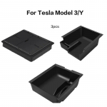 3TK K&auml;etoe Peidetud Hoiukarp Tesla Model 3 Model Y 2021 2022 jaoks Keskkonsooli Organisaator Model3 2021 2022 Tarvikud ABS 3pcs