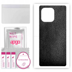apgo Protective Skin Sticker for the back compatible with Huawei Enjoy 50Z, Wrap Film, Foil, Vinyl - Pattern Black Leather