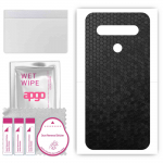 apgo Protective Skin Sticker for the back compatible with LG Q61, Wrap Film, Foil, Vinyl - Pattern Black Honeycomb