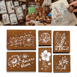 6 tk Vanaaegse stiiliga puidust kummitemplite komplekt, Templid ajakirja jaoks DIY k&auml;sit&ouml;&ouml; scrapbooking album p&auml;evik kaardid B