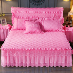 Kodu Soe Puuvillane Voodikate Paksustatud King Size Voodikate Libisemisvastane Voodikate Pitsilised Voodikatted Queen Size Voodikaunistus 1 Pc Skirt 180x200cm