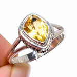 Naturaalne tsitriinkivi K&auml;sitsi valmistatud 925 Prooviga Sterling H&otilde;bedast Kingitus S&otilde;rmus S.8 F3k03
