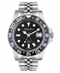 Mathey-Tissot Vintage GMT Roostevabast terasest Must sihver Kvarts H903ANB 100M Meeste k&auml;ekell must