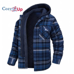 Cozy Up Meeste puuvillane ruuduline pikkade varrukatega s&auml;rgid Jope Fliisvoodriga flanells&auml;rgid Sherpa n&ouml;&ouml;biga mantel kapuutsiga 3XL tumesinine v&auml;rv