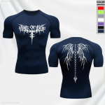 Meeste liibuv, tr&uuml;kiga hingav elastne T-s&auml;rk suvine kiiresti kuivav kompressioontop S&ouml;rkimine Sport L&uuml;hikeste varrukatega S-3XL M