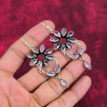 Roosad Kunziidi k&otilde;rvar&otilde;ngad, Gemstone ehted, 925 Prooviga Tahke Sterling H&otilde;be K&auml;sit&ouml;&ouml;na Valmistatud K&otilde;rvar&otilde;ngad, Viimase Disainiga Ehted 3.03 Inches roosa