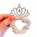 Laste elastne juukselips Faux Pearl Crown Decor Juuksurn&ouml;&ouml;r Mittekahjustav Juukser&otilde;ngas Printsessi T&uuml;drukute Juukseaksessuaarid Beebi peakatted C