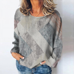 Ruuduline mustriga pikkade varrukatega T-s&auml;rk Vintage naiste T-s&auml;rgid Puuvillane vabaajar&otilde;ivad Naister&otilde;ivad Kevad/s&uuml;gisel avara s&auml;rkiga t&auml;navar&otilde;ivad S