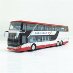 Alloy Pull Back Bus Model High Imitation Double Sightseeing Bus Flash m&auml;ngus&otilde;iduk valge