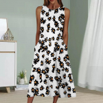 Suvemood Seksikas varrukateta kleit Pehme vabaaja 3D Plumeria Rubra Print Kleit Varrukateta Sling Kleit XS valge