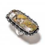 Natural Bumble Bee Jasper Gemstone 925 Sterling Silver Gift Ring Size 10 k1e89