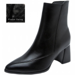 Moodsad naiste poolsaapad K&auml;sitsi valmistatud keskmise kontsaga t&otilde;mblukuga mustad l&uuml;hikesed saapad Elegantsed naiste papud Disainerkingad platvormsaapad 34 must