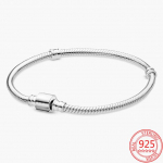 925 Sterling Silver Basic Chain Moments h&otilde;bedane k&auml;ev&otilde;ru, langenud lehtedega kettklambriga k&auml;ev&otilde;ru, k&ouml;is v&otilde;lu, sobib originaal ehetega 21cm
