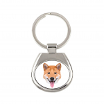 Shiba Inu, Japanese Small Size Dog, Japanese Brushwood Dog - geometric keychain with a photo and the inscription Art-Dog