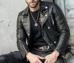Ehtne must kitsas nahkjakk meestele Lambanahast Biker Mootorrattur XS must
