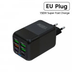 150 W USB C laadija 6 pordiga PD QC 3.0 &uuml;likiire laadimisega USB laadija C-t&uuml;&uuml;pi mobiiltelefoni laadija adapter iphone Xiaomi Samsung Huawei jaoks EU Plug must