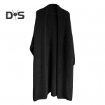 Naiste kampsun mantel kraeta Batwing pikkade varrukatega &uuml;hev&auml;rviline kudumine kardigan eest avatud keskmise pikkusega kudum khaki