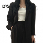 Naiste kevad-s&uuml;gis&uuml;likond, mantel rev, pikkade varrukatega klapitaskud, &uuml;hev&auml;rvilised, vabalt istuvad vabaaja bleiseriga t&ouml;&ouml;riided M roosa