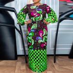 Naiste suures suuruses &uuml;mara kaelusega pikkade varrukatega tr&uuml;kitud kleidid M tumeroosa v&auml;rv