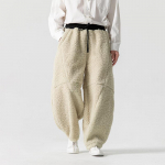 2024 Talvised Paksenenud P&uuml;ksid Meestele Soojad Retro Lambavillased P&uuml;ksid Meestele &Uuml;lem&otilde;&otilde;dulised Streetwear L&otilde;dvad Sirged P&uuml;ksid Meeste Soojad P&uuml;ksid XL beež