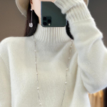 Naiste ka&scaron;miirist sviiter Qinghe ka&scaron;miir 30% ka&scaron;miir 70% vill Naiste s&uuml;gis- ja talvine ka&scaron;miirist pullover pehme ja soe XL valge