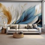 3D seinamaaling loominguline hiina stiilis abstraktse sulgemustriga seinakaunistusega diivani taustatapeet 200 cm(W) x 140 cm(H)