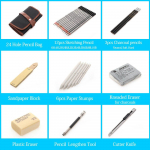 27 tk. Professionaalsete joonistuspliiatsite komplekt, sealhulgas Sketch Grafiit-s&ouml;epliiatsid Kustutuskummid Teritajad kunstitarvete &otilde;pilastele