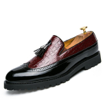 Mood Platvorm Kingad Loafers Kingad Meeste Paksu tallaga pulmakingad Tutt Must Ametlik Business Slip-on Nahk Suurendus Vabaajajalatsid 42 punane