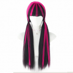 Cruella De Vil Halloweeni parukas - Pikk sirge punase ja mustade triipudega cosplay parukas, k&otilde;rge tihedusega kost&uuml;&uuml;mipidu parukas naistele 72cm must/punane