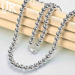925 Sterling Silver 6mm Sileda helmestega palliketi kaelakee mood pulmaehted 45CM