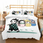 Demon Slayer voodipesukomplekt 3D Jaapani anime Laste kingitus Tekikott Tekk Voodipesu Kodutekstiilid Kuninganna Kuningas &Uuml;he suurusega EU Single 135x200cm