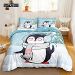 Penguin tekikott Antarktika loomad tekikott lastele poistele t&uuml;drukutele koomiksistiilis kahekordse suurusega talvekuningas pol&uuml;ester Qulit kate EU single(135x200cm)