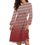 Naiste vabaaja kleit, &uuml;mara kaelusega pikkade varrukatega, avara v&ouml;&ouml;kohaga plisseeritud kleit L sinine