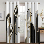 Triibuline abstraktne kunst moodne must ja kuldne 2 tk valgust filtreeriv kardin elutuppa magamistuppa koduakna kardina kaunistus 50W160H(CM)2PCS2.6