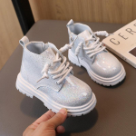 Laste kingad Nahast saapad Moodsad poolsaapad Laste vabaajajalatsid madala l&otilde;ikega l&uuml;hikesed saapad T&uuml;drukute kingad platvormsaapad talvekingad 21 insole13cm valge