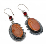 Mookaite, Garnet Handmade 925 Sterling Silver Gift Earring 2.60 g6q31