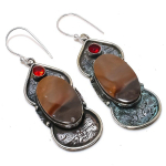 Mookaite, Garnet Handmade 925 Sterling Silver Gift Earring 2.60 e2h60