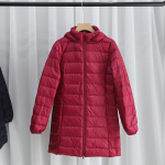 Kerge udunjope naistele keskmine ja pikk s&uuml;gis ja talv uus Korea versioon slim fit suur suurus kerge jope eemaldatav kapuuts 7XL burgundiapunane